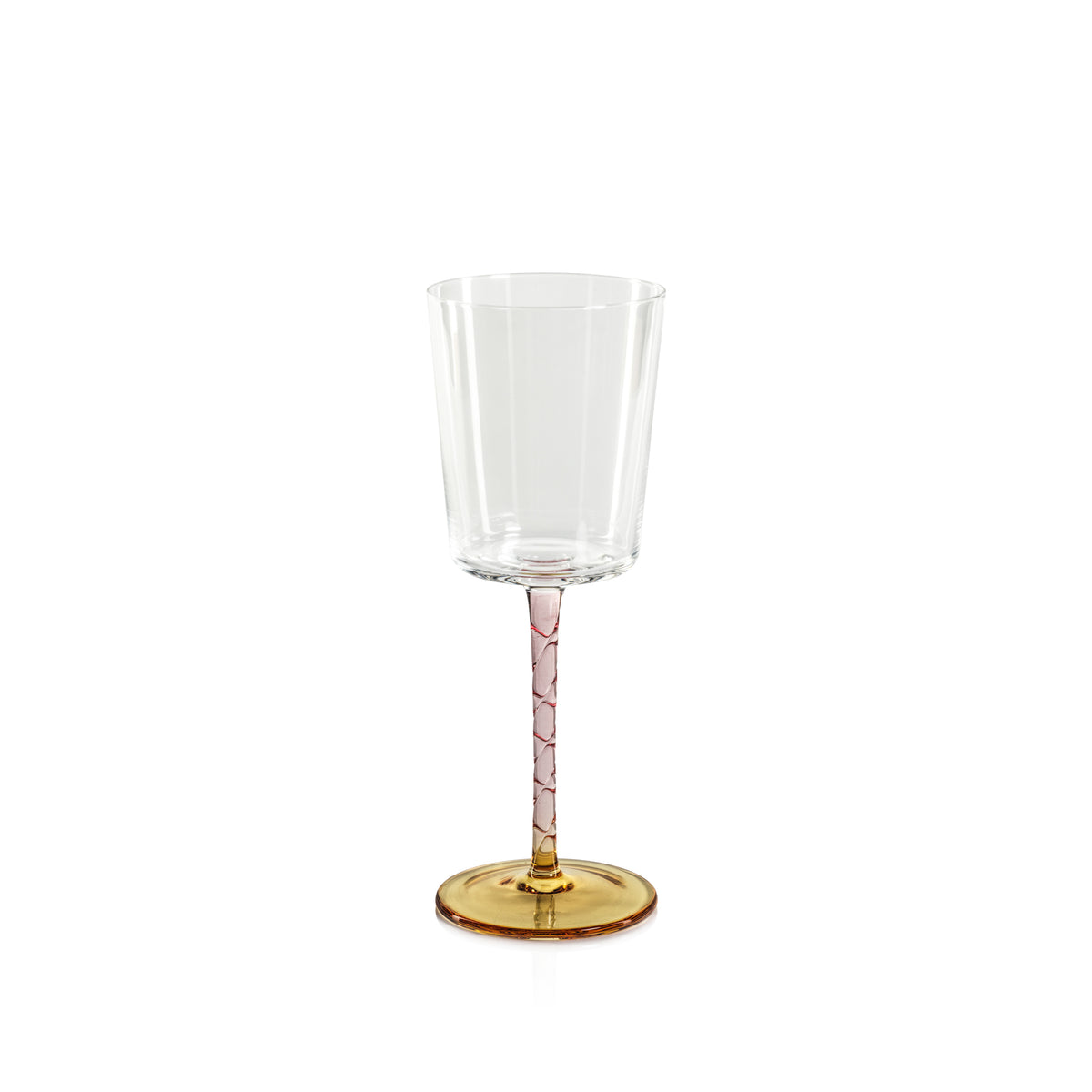 Zodax Sachi White Wine Glasses, Amber & Pink, Set of 6
