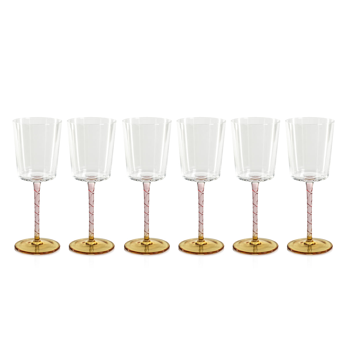 Zodax Sachi White Wine Glasses, Amber & Pink, Set of 6