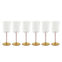 Zodax Sachi White Wine Glasses, Amber & Pink, Set of 6