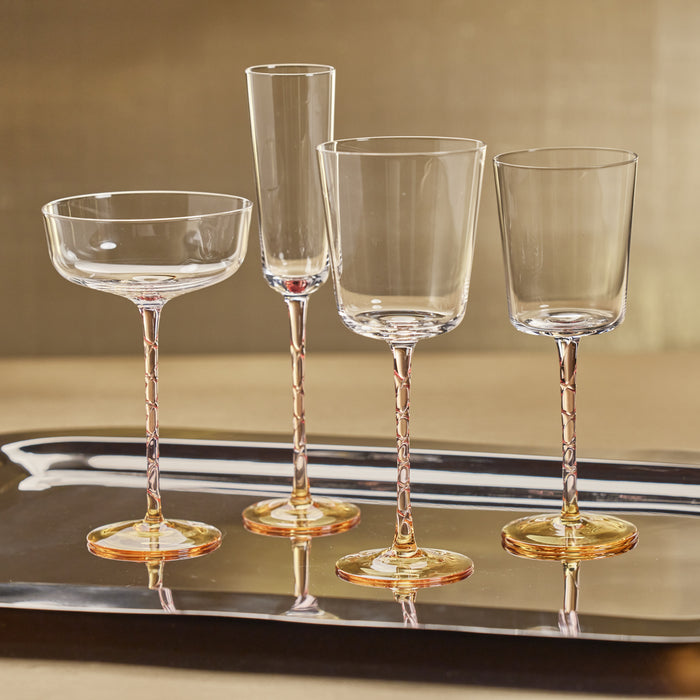 Zodax Sachi Cocktail / Martini Glasses, Amber & Pink, Set of 4