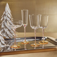 Zodax Sachi Cocktail / Martini Glasses, Amber & Pink, Set of 4