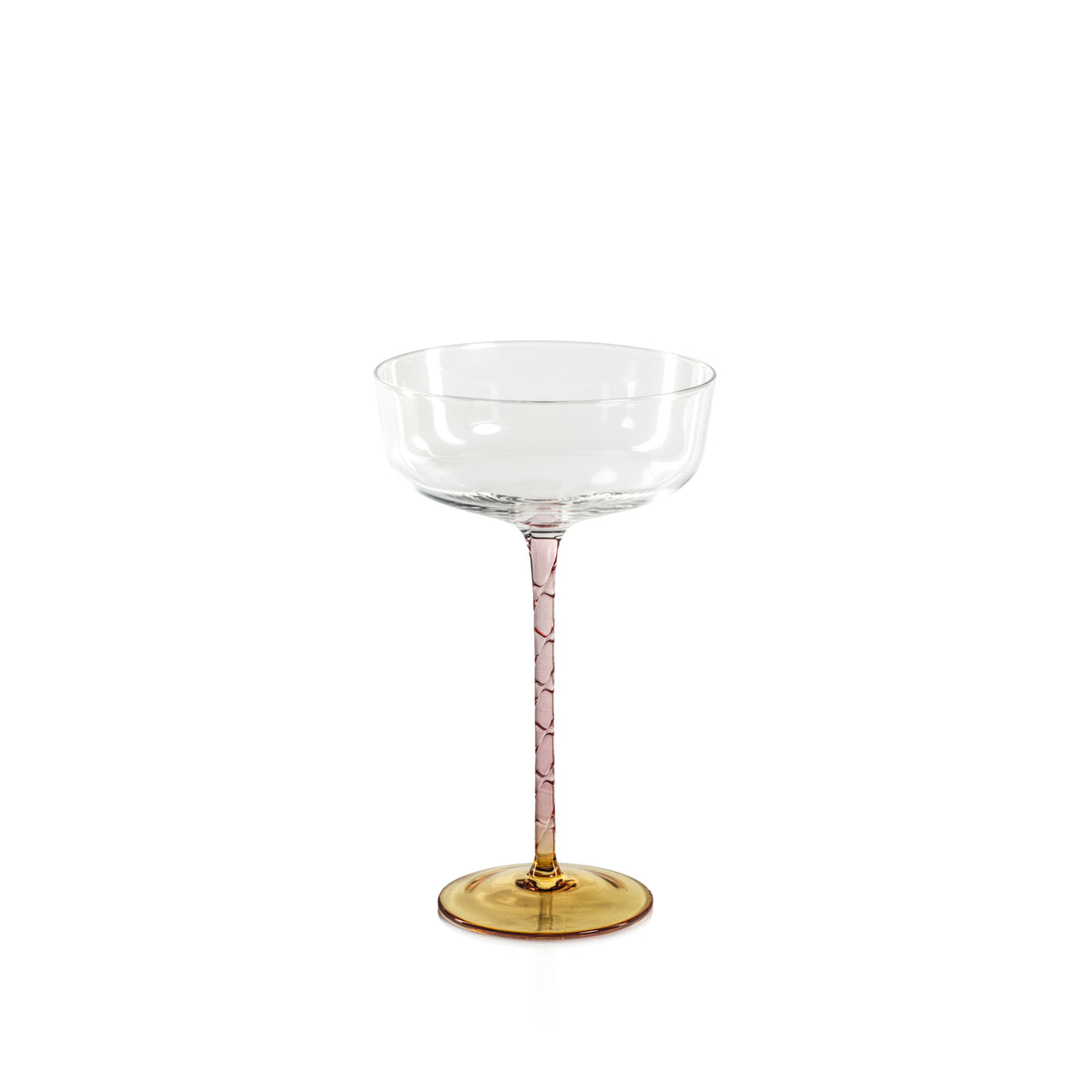 Zodax Sachi Cocktail / Martini Glasses, Amber & Pink, Set of 4