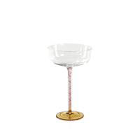 Zodax Sachi Cocktail / Martini Glasses, Amber & Pink, Set of 4