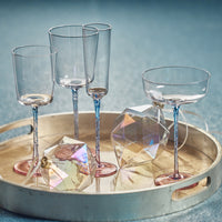 Zodax Sachi Champagne Flutes, Pink & Blue, Set of 6