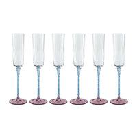 Zodax Sachi Champagne Flutes, Pink & Blue, Set of 6