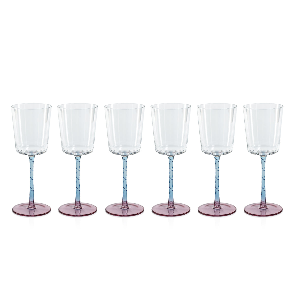 Zodax Sachi White Wine Glasses, Pink & Blue, Set of 6