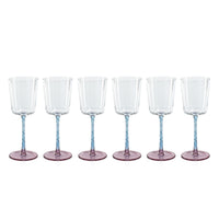 Zodax Sachi White Wine Glasses, Pink & Blue, Set of 6