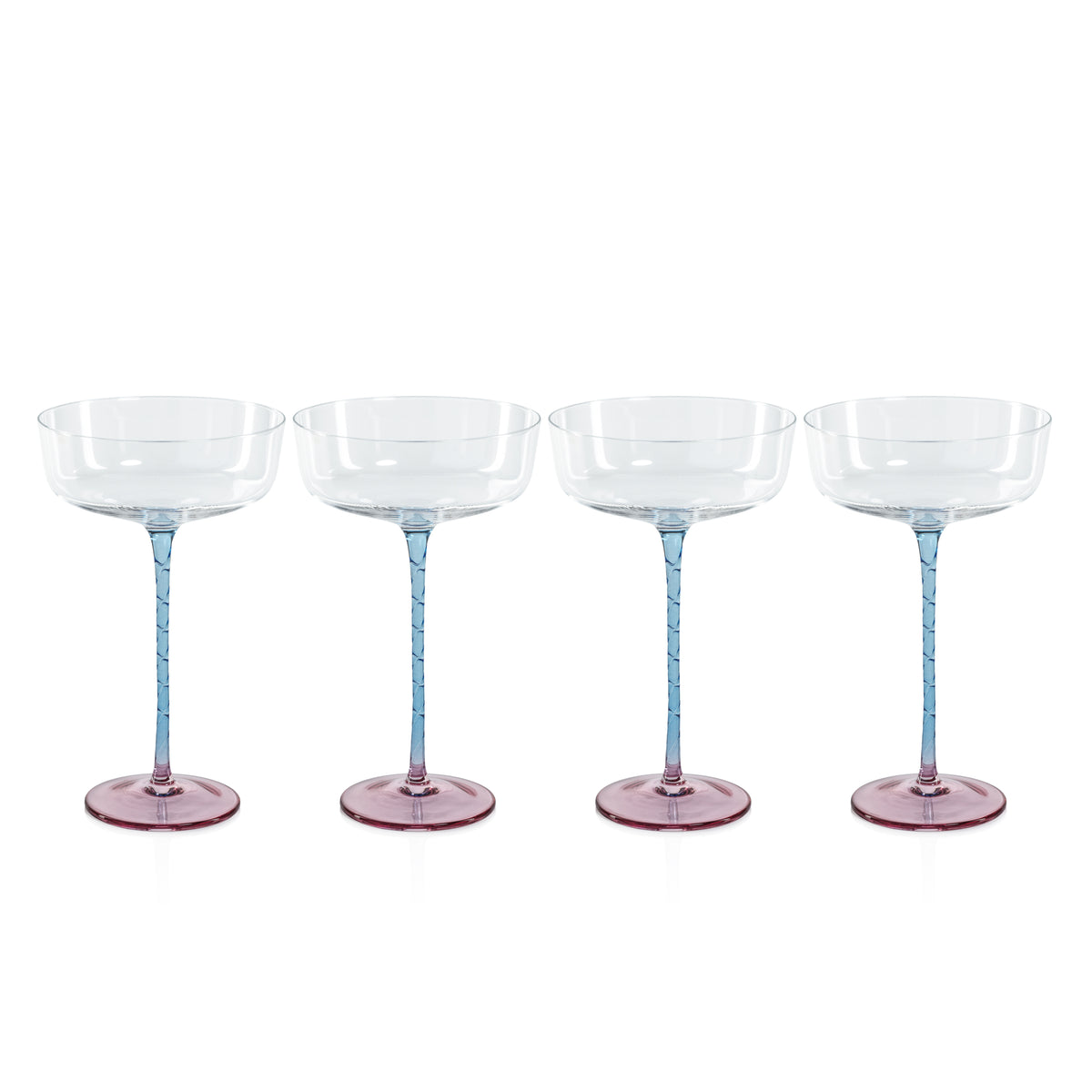Zodax Sachi Cocktail / Martini Glasses, Pink & Blue, Set of 4