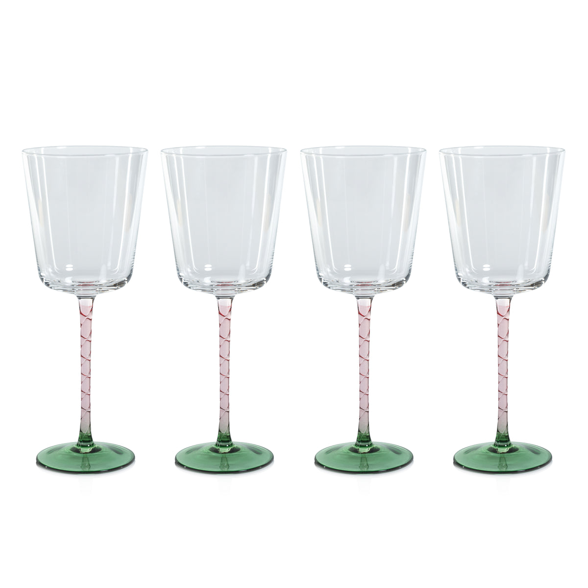 Zodax Sachi Red Wine Glasses, Green & Pink, Set of 4