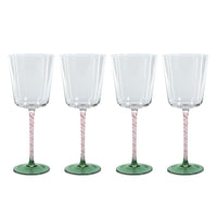 Zodax Sachi Red Wine Glasses, Green & Pink, Set of 4