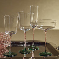 Zodax Sachi White Wine Glasses, Green & Pink, Set of 6