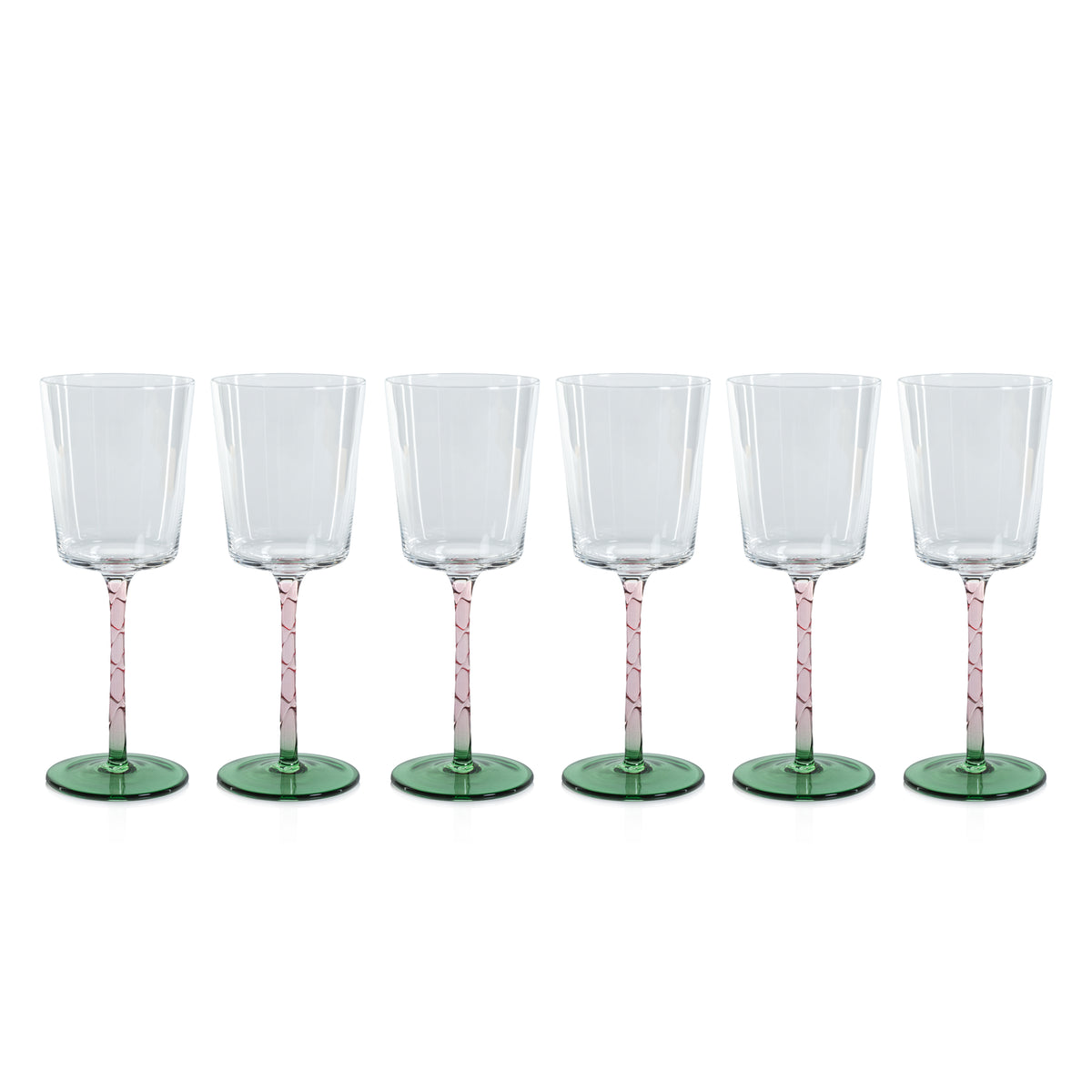 Zodax Sachi White Wine Glasses, Green & Pink, Set of 6