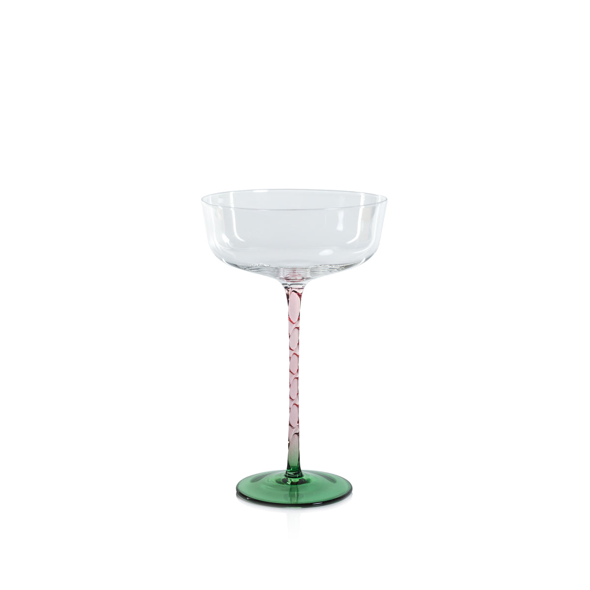 Zodax Sachi Cocktail / Martini Glasses, Green & Pink, Set of 4