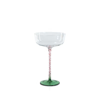 Zodax Sachi Cocktail / Martini Glasses, Green & Pink, Set of 4