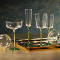 Zodax Sachi Champagne Flutes, Green & Amber, Set of 6