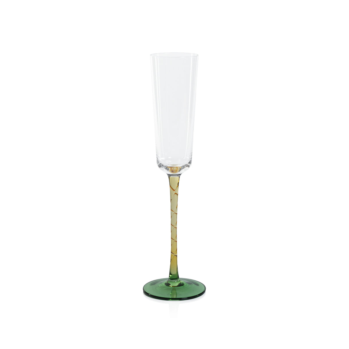 Zodax Sachi Champagne Flutes, Green & Amber, Set of 6