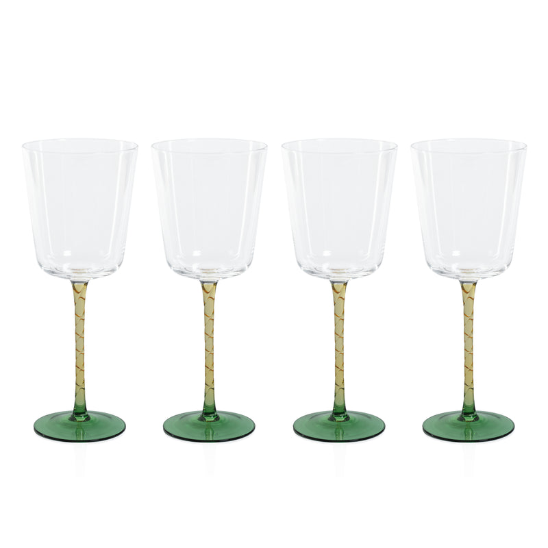 Zodax Sachi Red Wine Glasses, Green & Amber, Set of 4