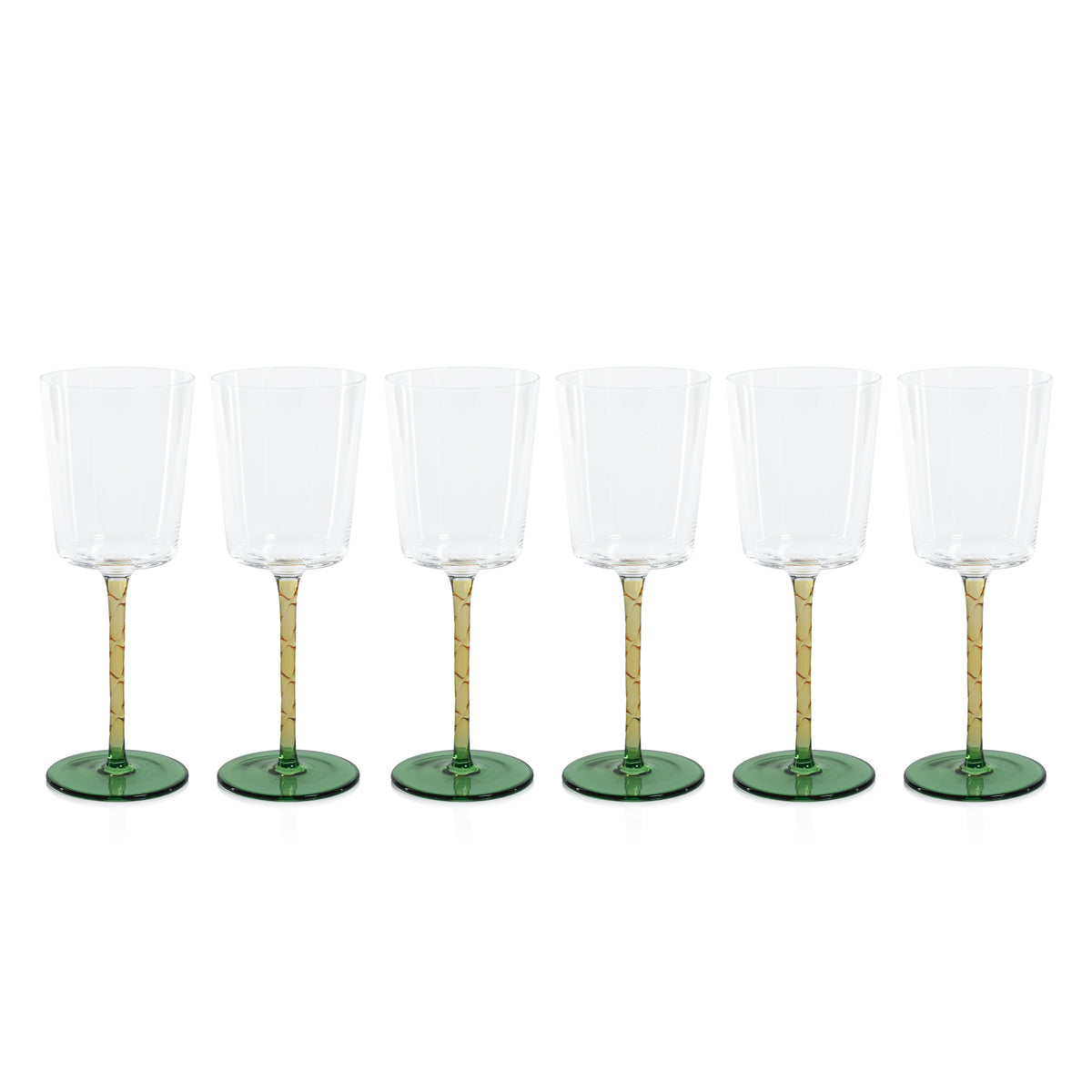 Zodax Sachi White Wine Glasses, Green & Amber, Set of 6