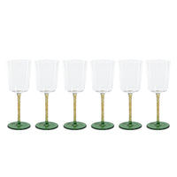 Zodax Sachi White Wine Glasses, Green & Amber, Set of 6