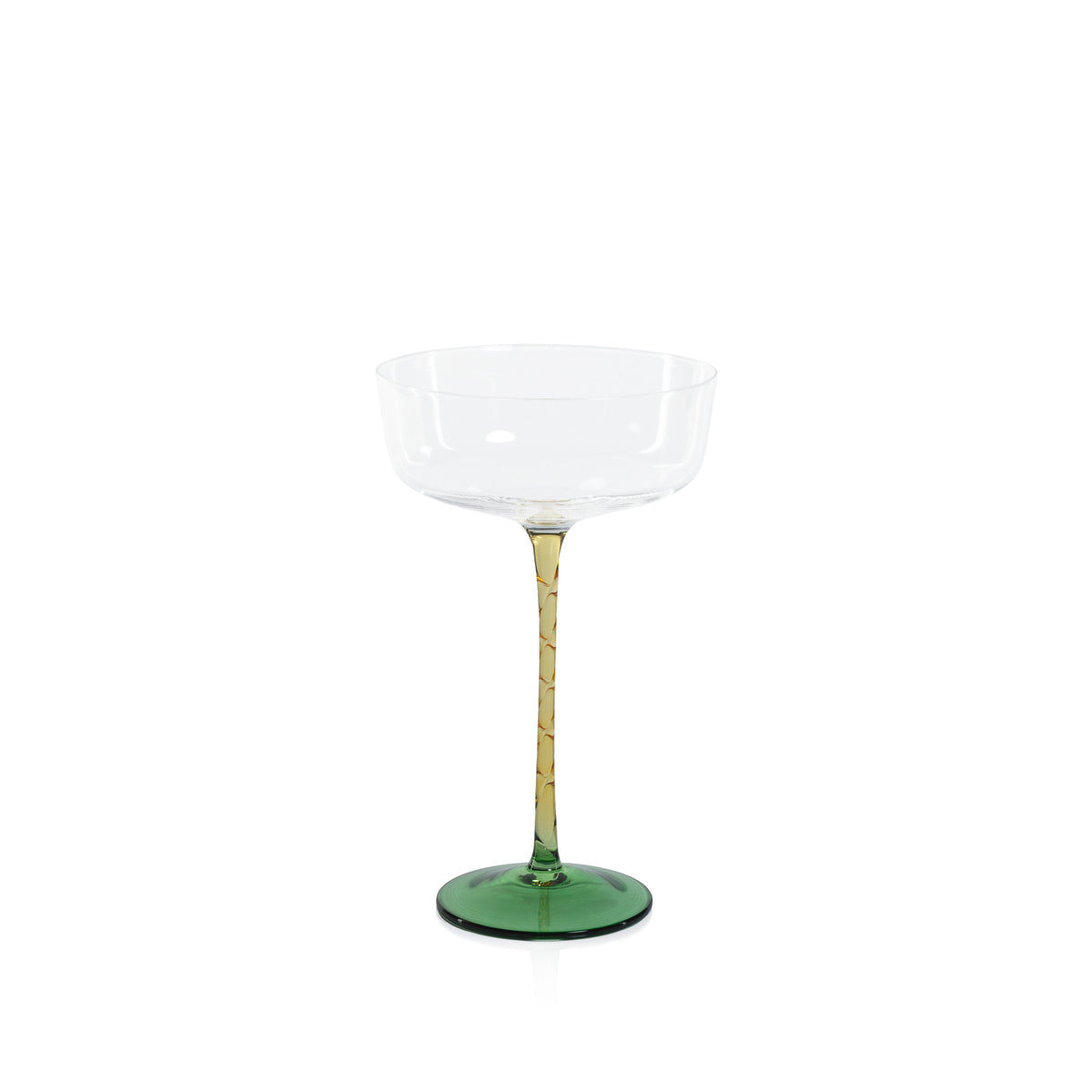 Zodax Sachi Cocktail / Martini Glasses, Green & Amber, Set of 4