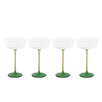 Zodax Sachi Cocktail / Martini Glasses, Green & Amber, Set of 4