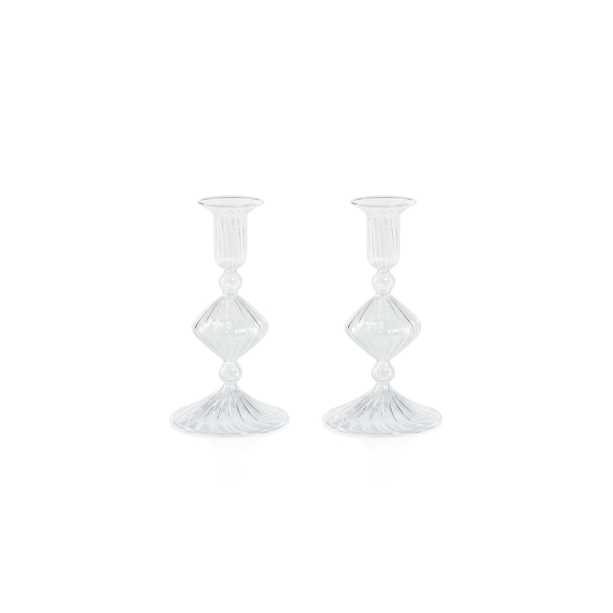 Zodax Zyrandol Glass Taper Holders, 7", Set of 2