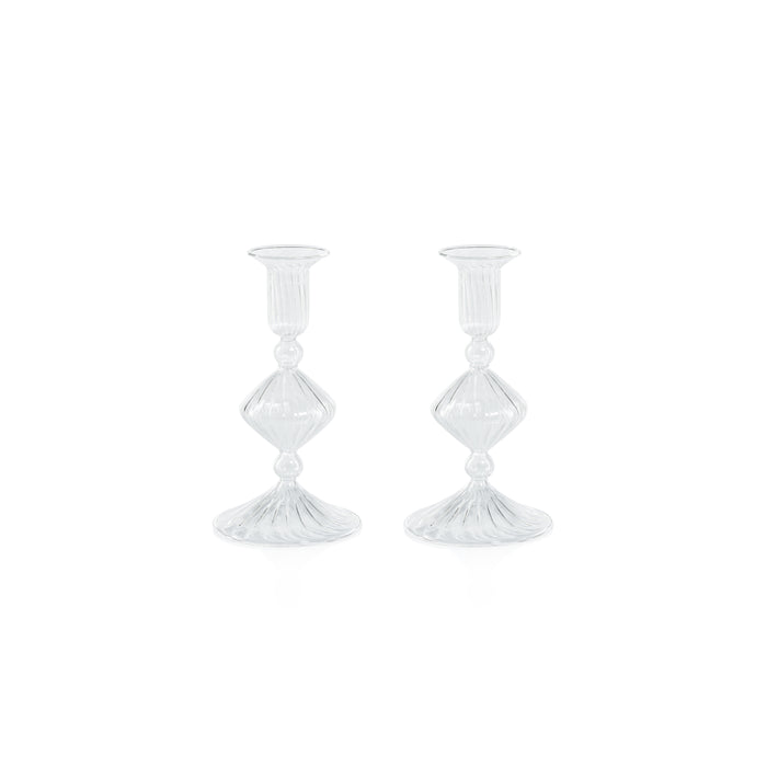 Zodax Zyrandol Glass Taper Holders, 7", Set of 2
