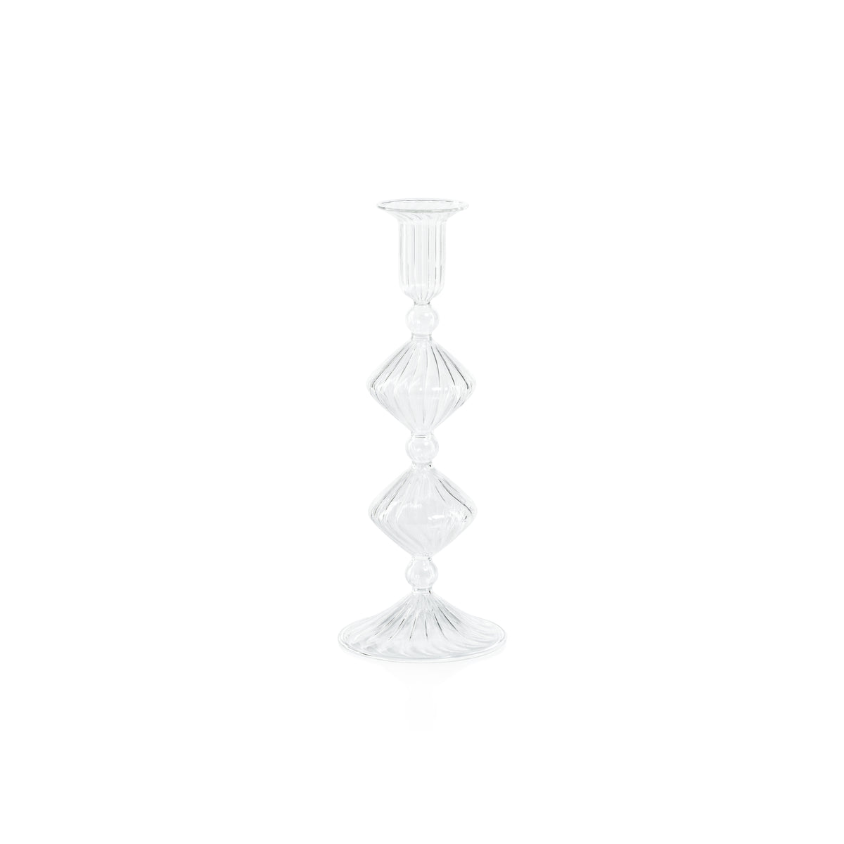 Zodax Zyrandol Glass Taper Holders, 10", Set of 2