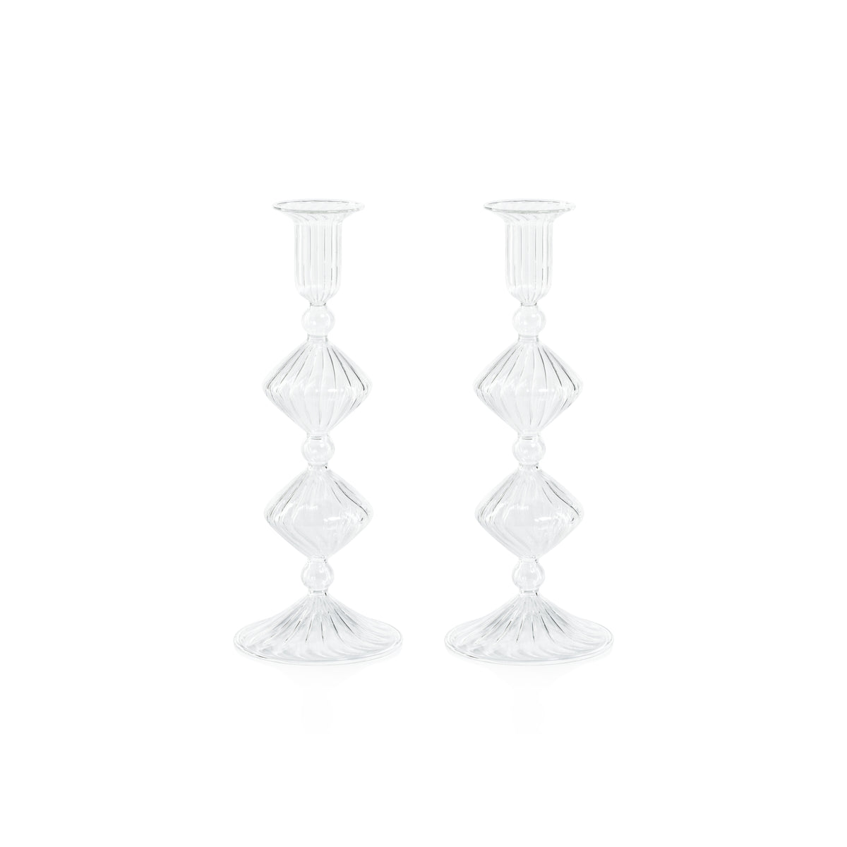 Zodax Zyrandol Glass Taper Holders, 10", Set of 2