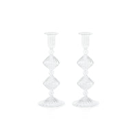 Zodax Zyrandol Glass Taper Holders, 10", Set of 2