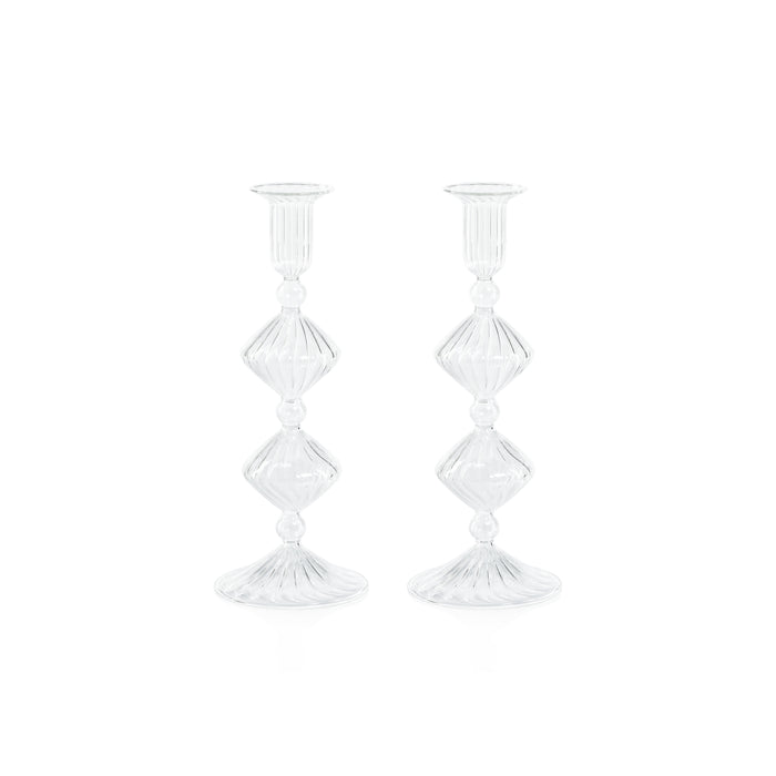 Zodax Zyrandol Glass Taper Holders, 10", Set of 2