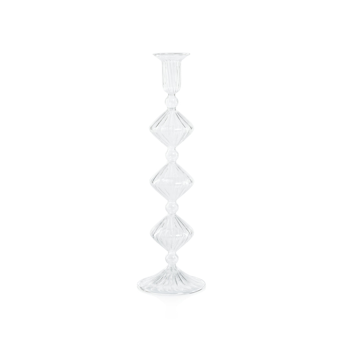 Zodax Zyrandol Glass Taper Holders, 13", Set of 2