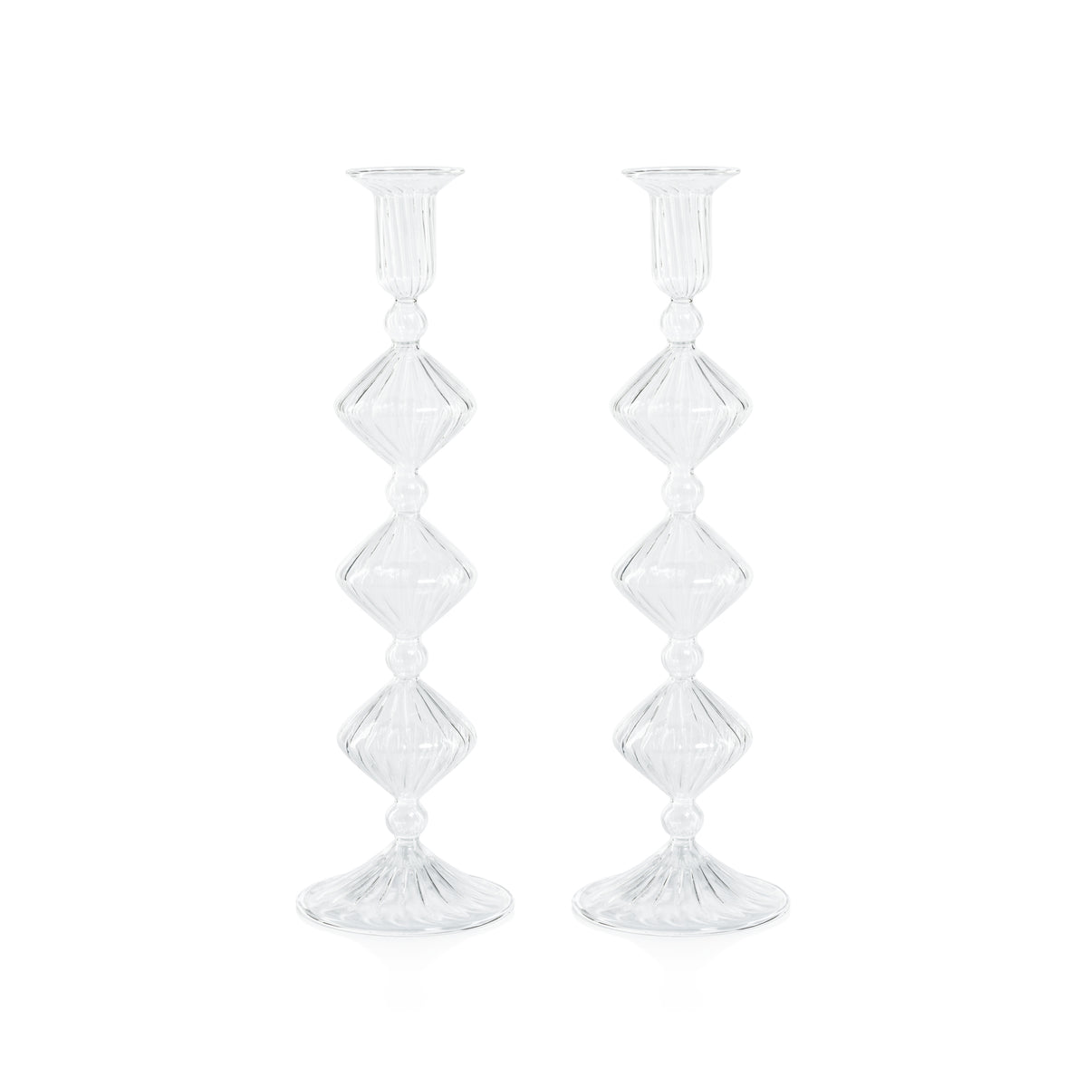 Zodax Zyrandol Glass Taper Holders, 13", Set of 2
