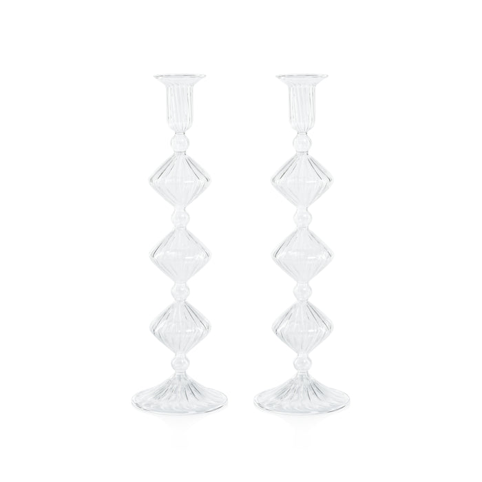 Zodax Zyrandol Glass Taper Holders, 13", Set of 2