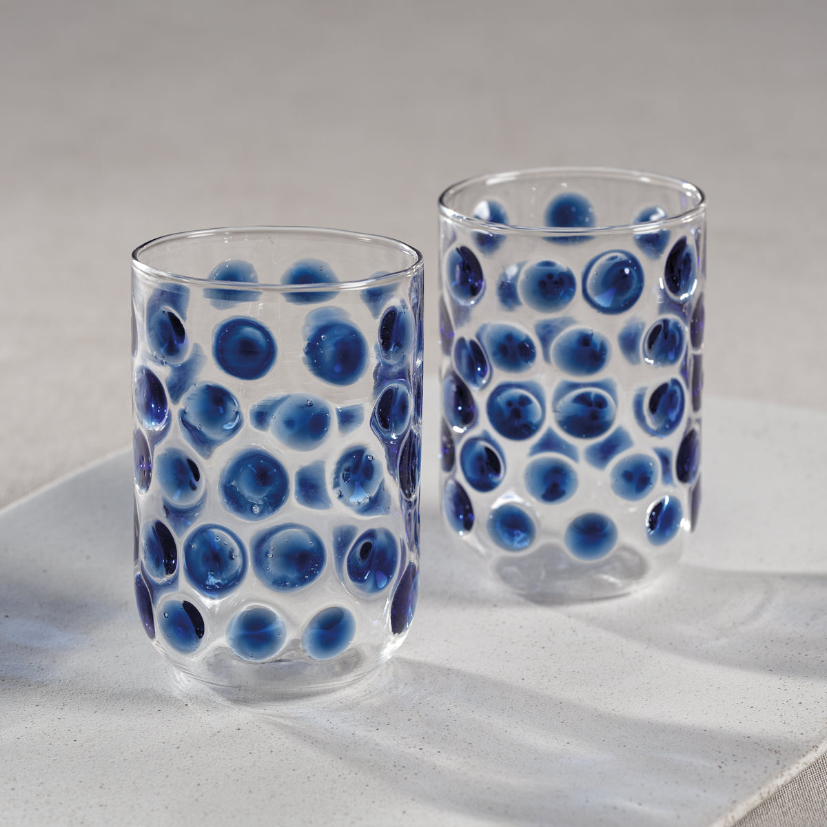 Zodax Abbeville Glass Tumblers, Blue, Set of 4