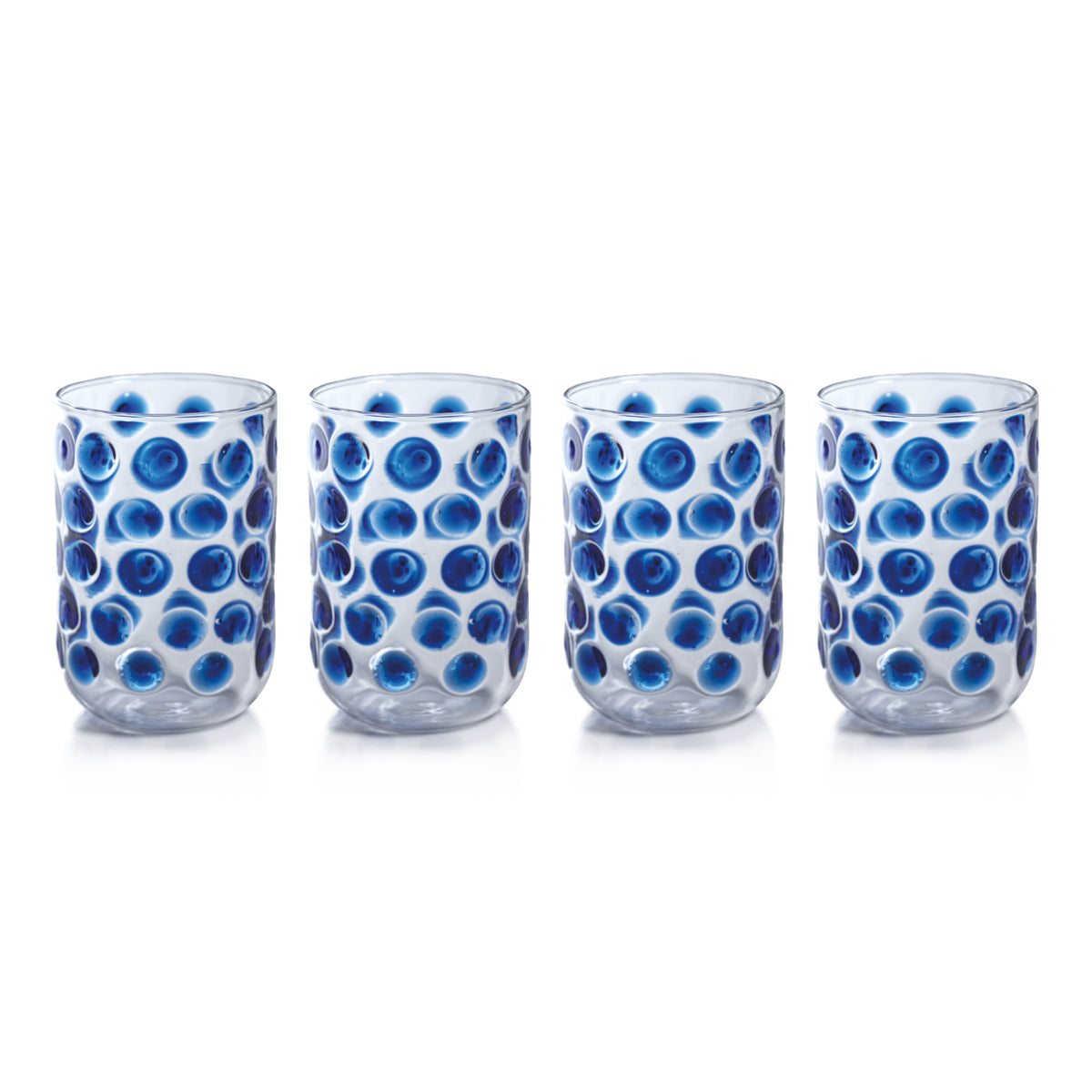 Zodax Abbeville Glass Tumblers, Blue, Set of 4