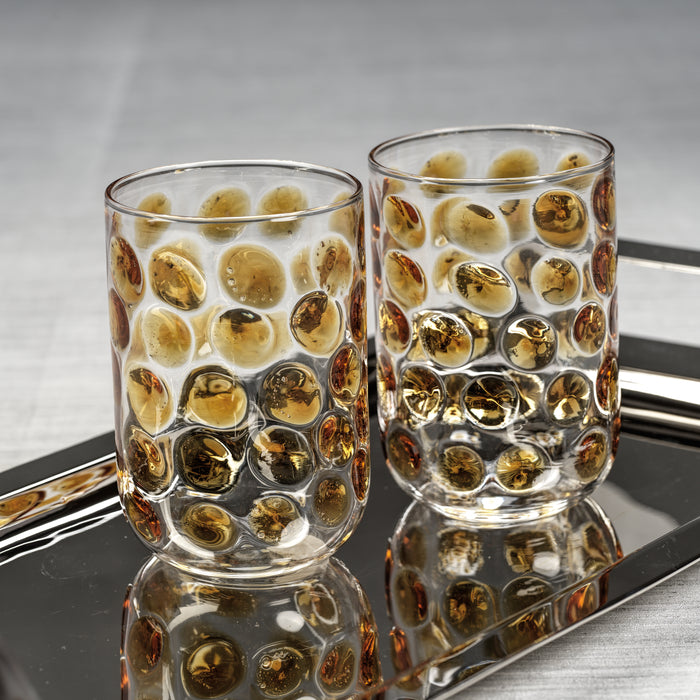 Zodax Abbeville Glass Tumblers, Amber, Set of 4