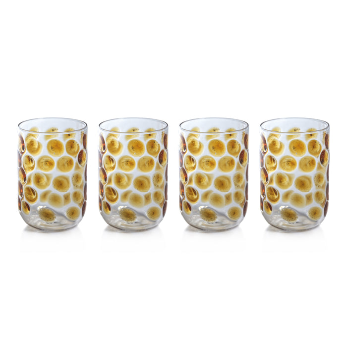 Zodax Abbeville Glass Tumblers, Amber, Set of 4