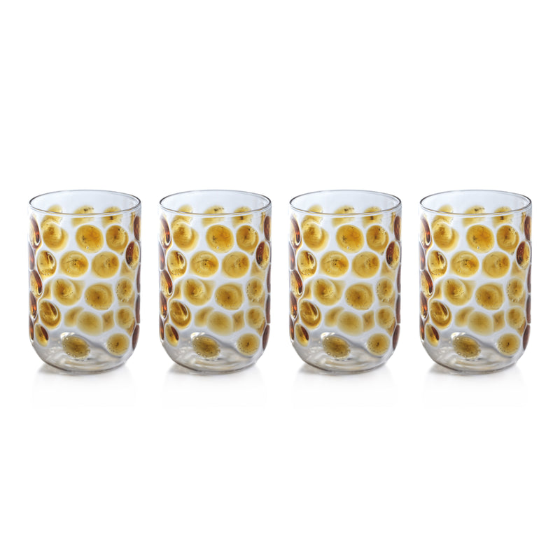 Zodax Abbeville Glass Tumblers, Amber, Set of 4