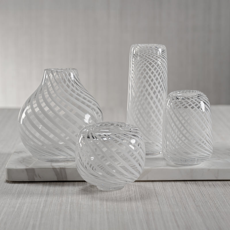 Zodax Chantilly Swirl Glass Bud Vase, Onion, White