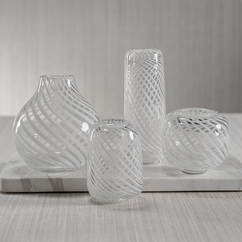 Zodax Chantilly Swirl Glass Bud Vase, Onion, White