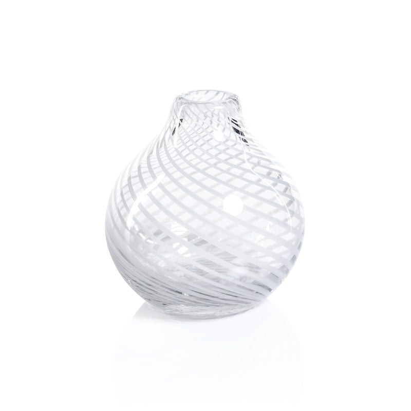 Zodax Chantilly Swirl Glass Bud Vase, Onion, White