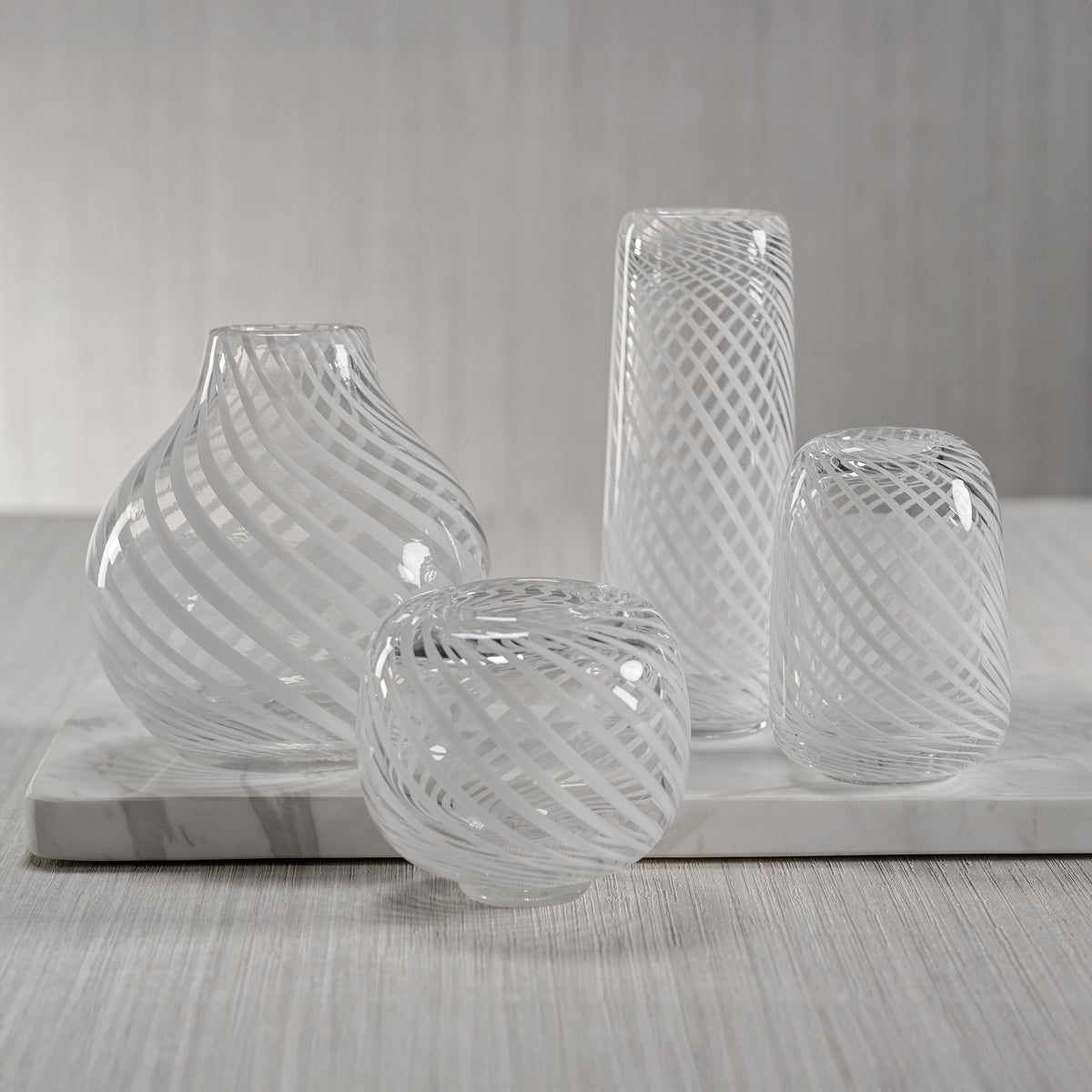 Zodax Chantilly Swirl Glass Bud Vase, Tall Narrow, White