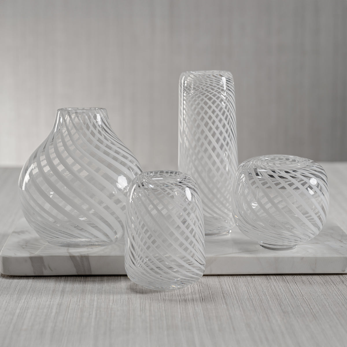 Zodax Chantilly Swirl Glass Bud Vase, Tall Narrow, White