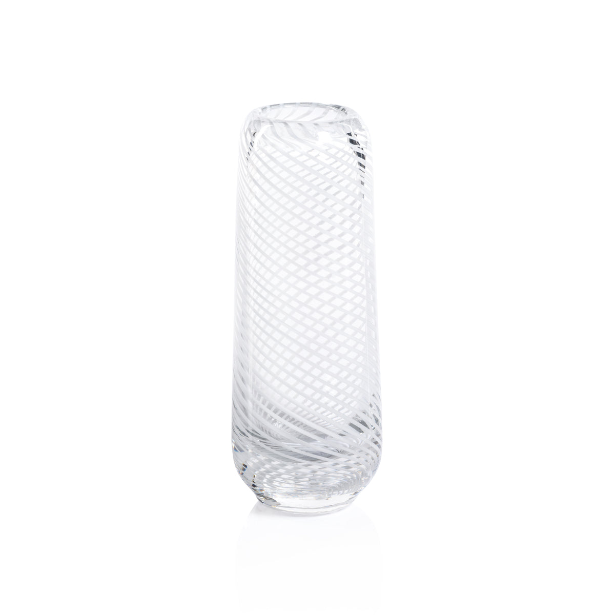 Zodax Chantilly Swirl Glass Bud Vase, Tall Narrow, White