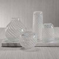 Zodax Chantilly Swirl Glass Bud Vase, Short Narrow, White