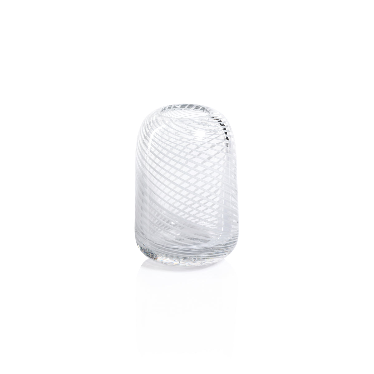 Zodax Chantilly Swirl Glass Bud Vase, Short Narrow, White
