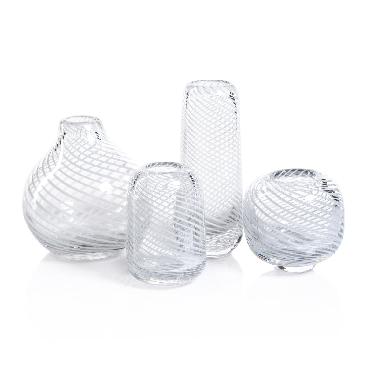Zodax Chantilly Swirl Glass Bud Vase, Short Narrow, White
