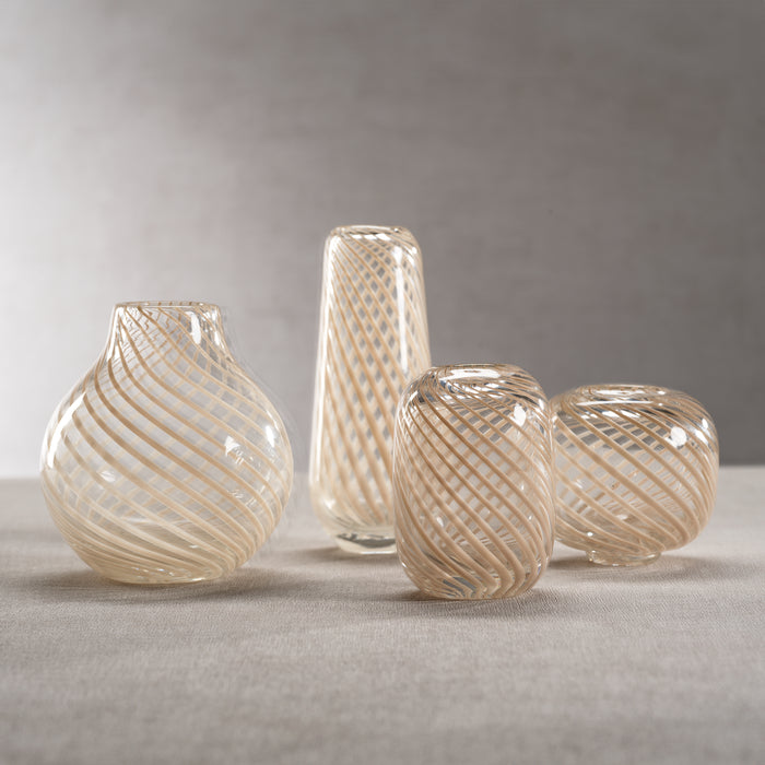 Zodax Chantilly Swirl Glass Bud Vase, Tall Narrow, Beige