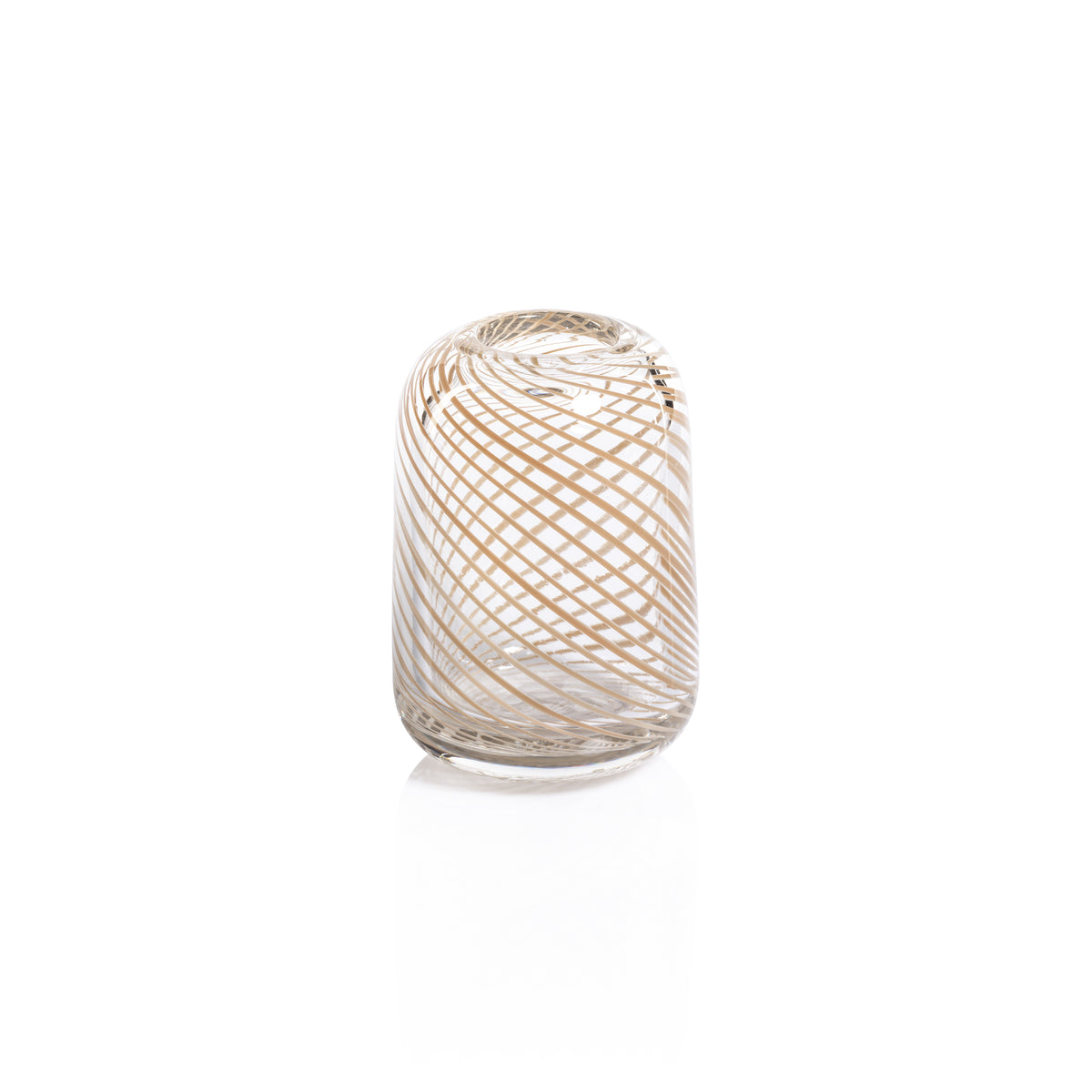 Zodax Chantilly Swirl Glass Bud Vase, Short Narrow, Beige